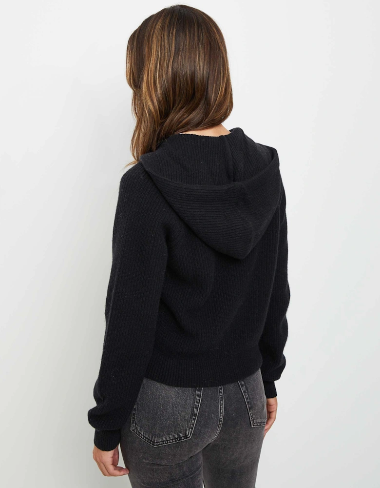 Cropped Hooded Sweater With Zip