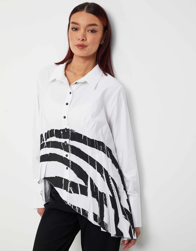 Pleated Printed Shirt