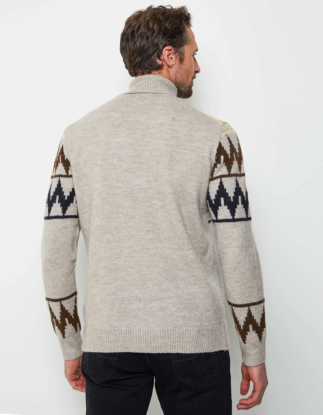 Roll Neck Jacquard Jumper