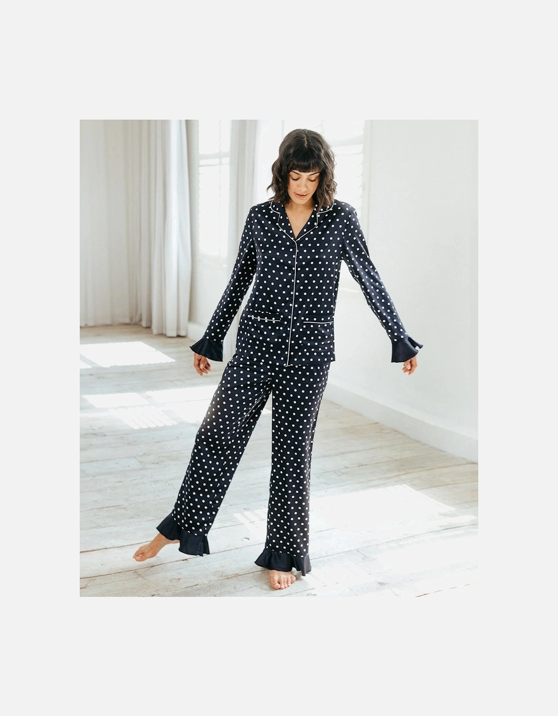 Satin Polka Dot Long Pyjama Set