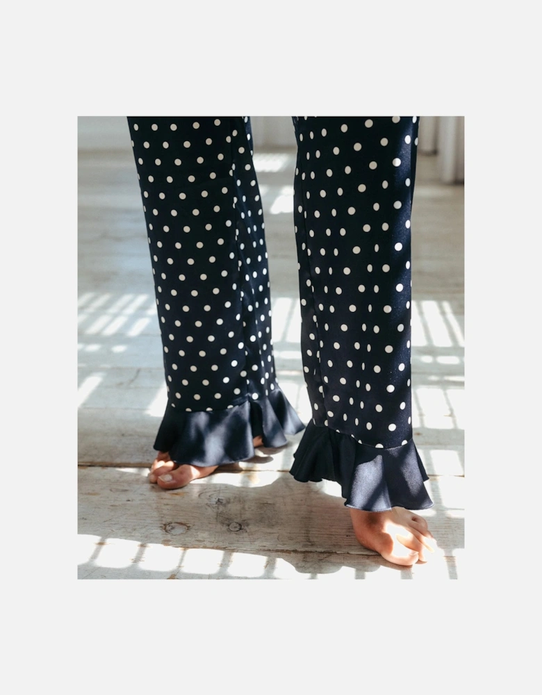 Satin Polka Dot Long Pyjama Set