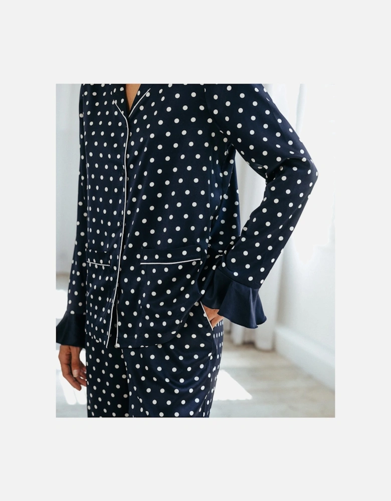 Satin Polka Dot Long Pyjama Set