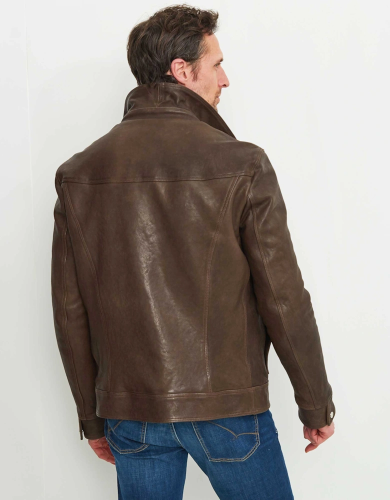 Lined Leather Zip Jacket