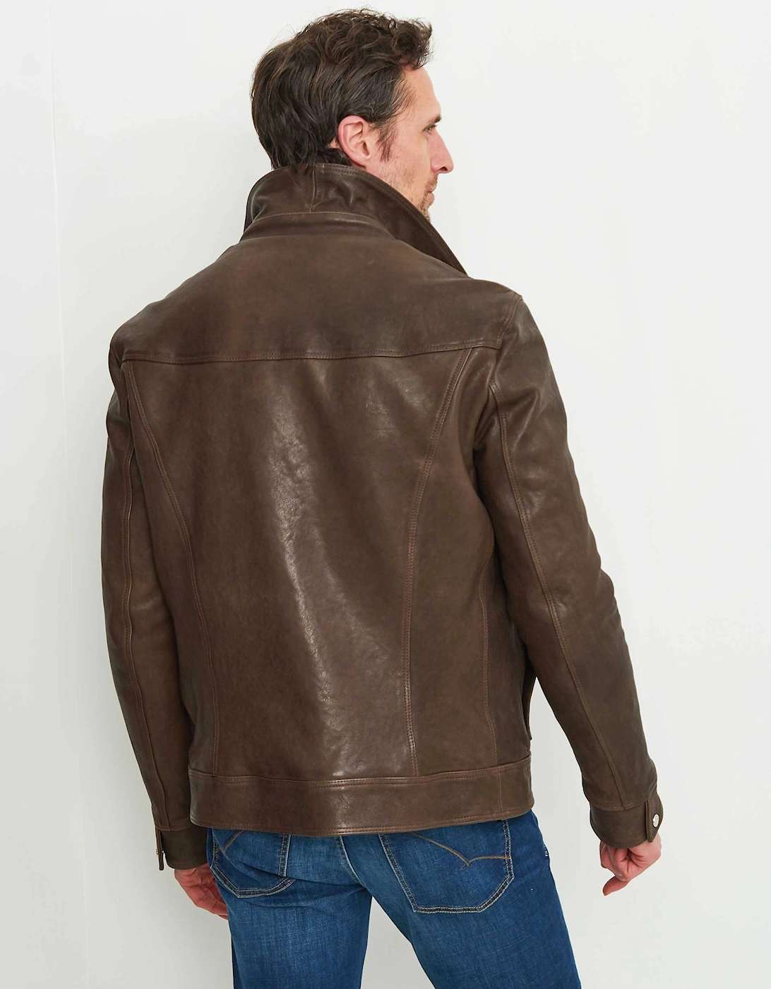 Lined Leather Zip Jacket