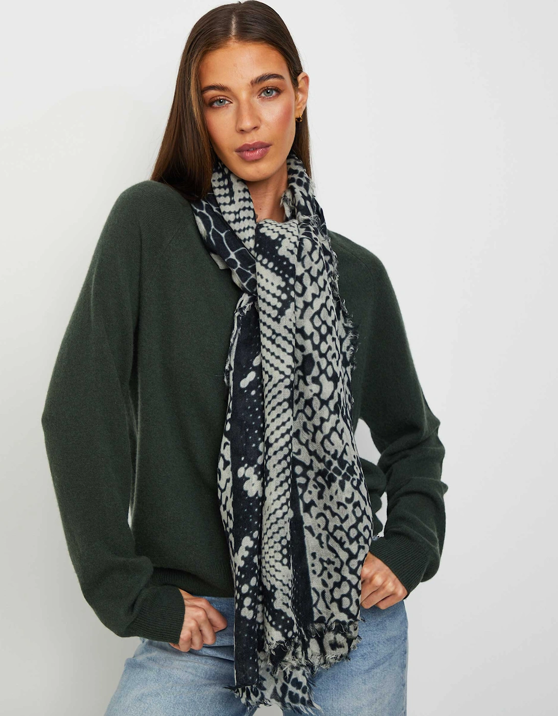 Mixed Print Wool Scarf