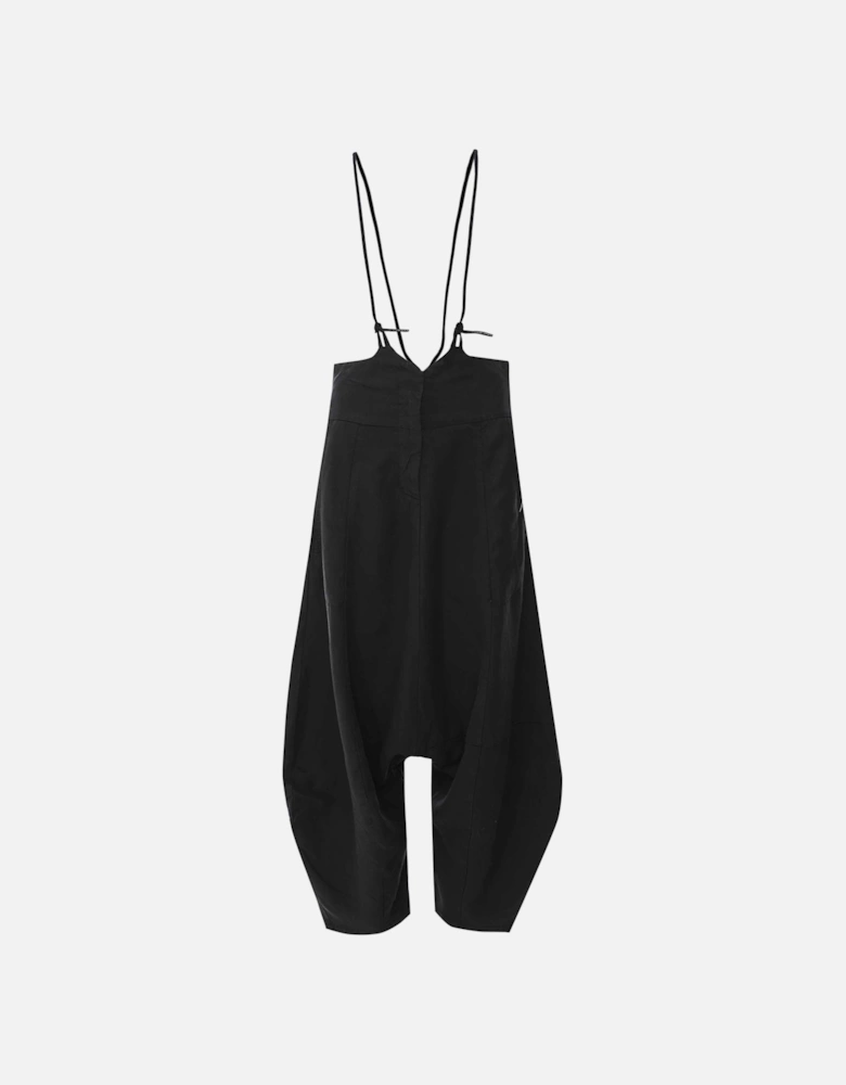 Linen-Blend Cropped Dungarees