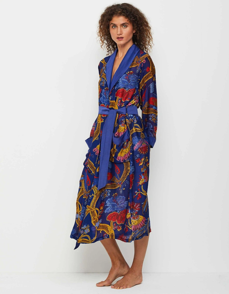 Climbing Peacock Crepe Gown