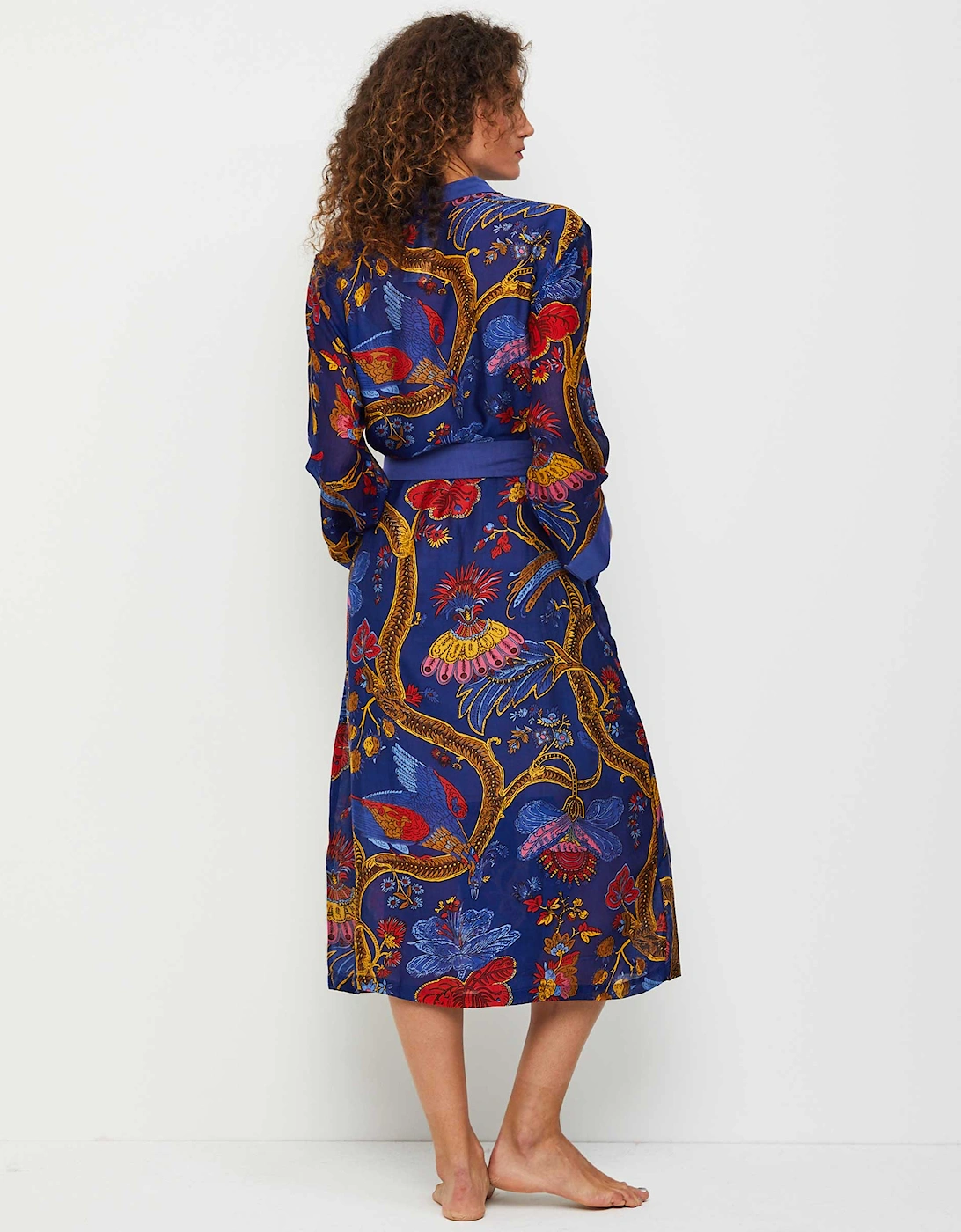 Climbing Peacock Crepe Gown