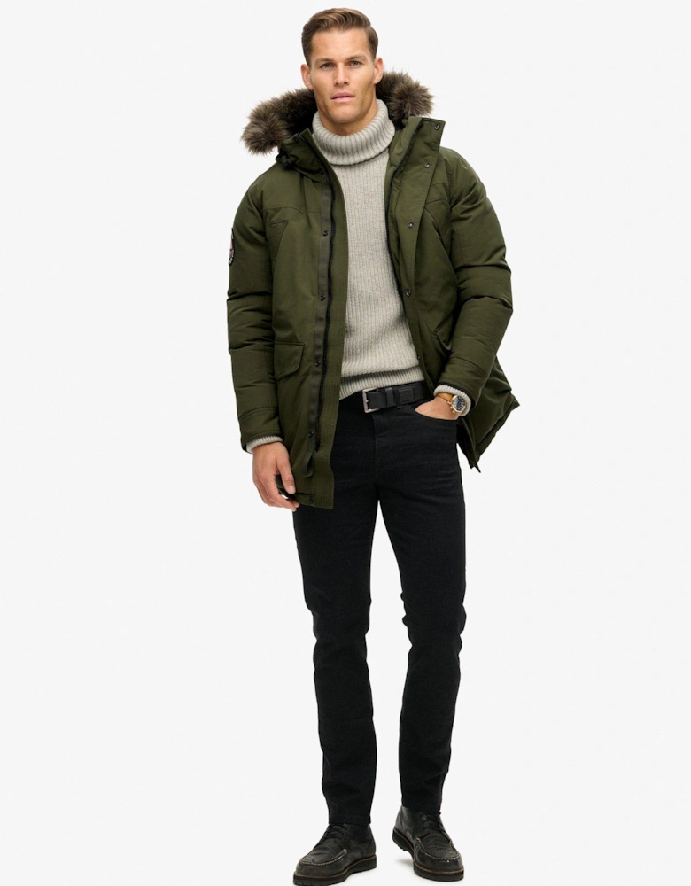 Everest Faux Fur Parka Jacket - Khaki