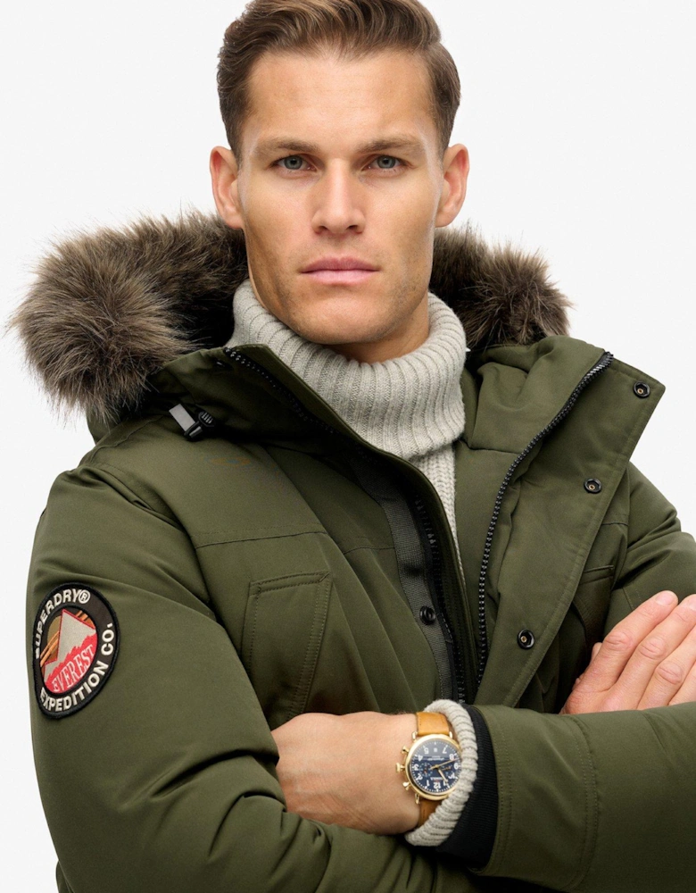 Everest Faux Fur Parka Jacket - Khaki