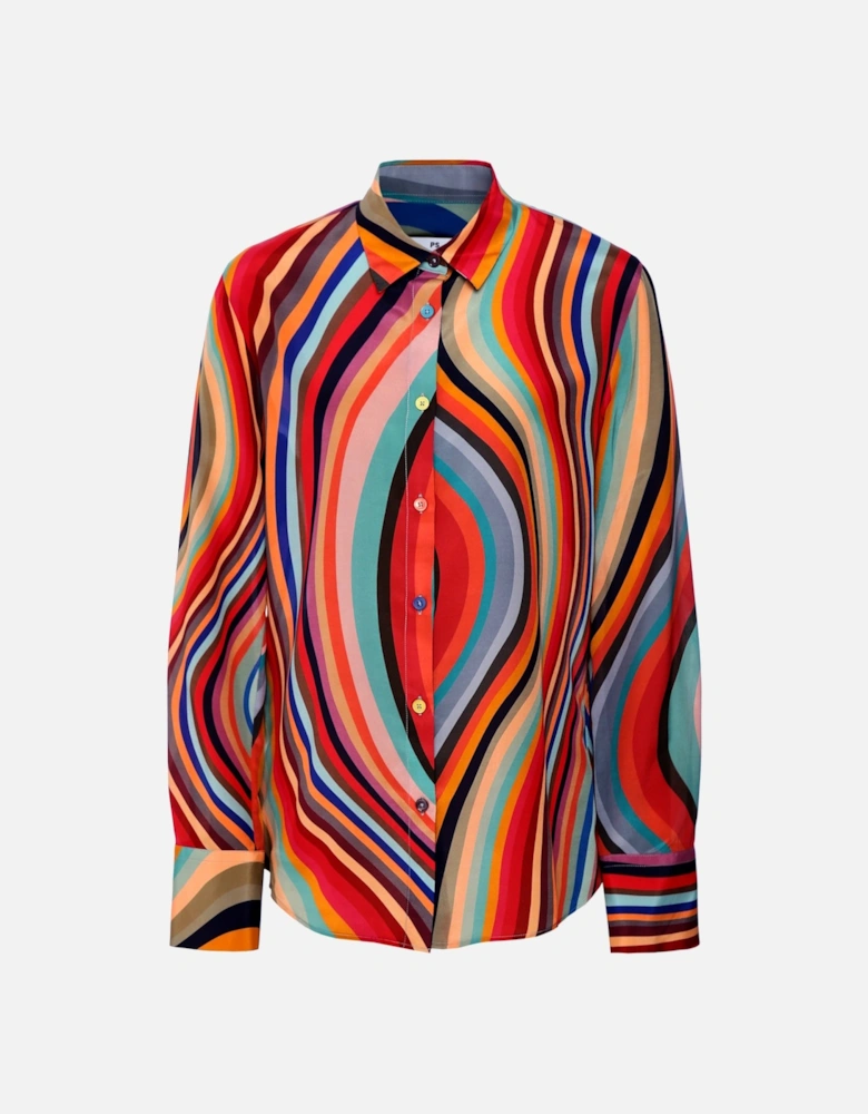 Swirl Print Silk Shirt