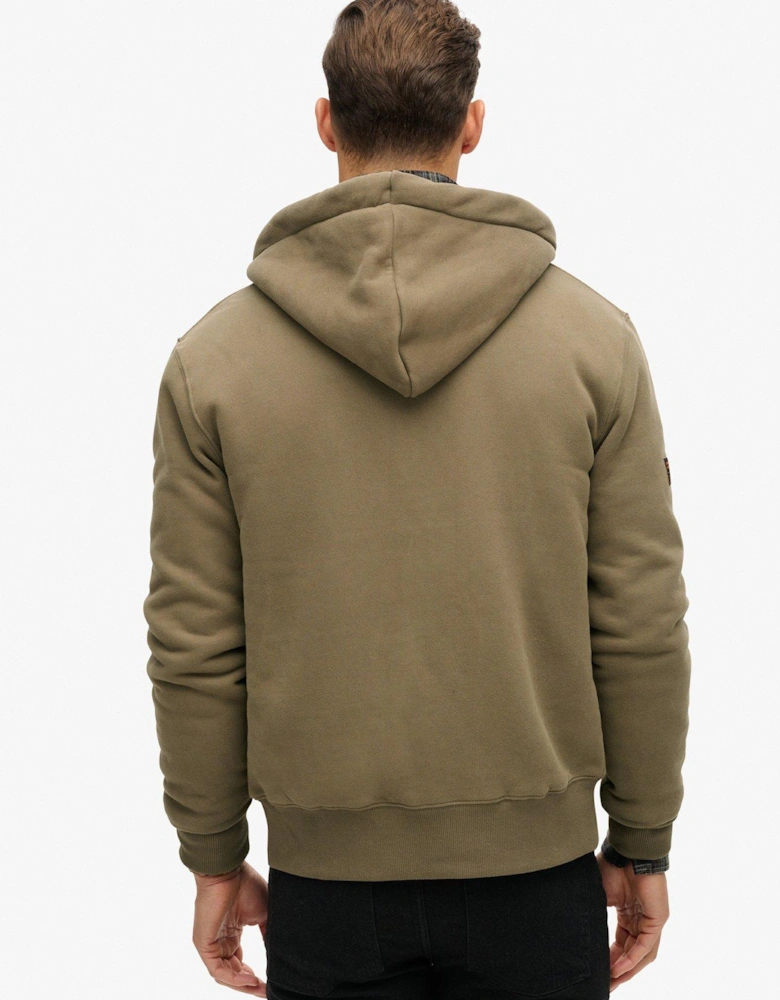 Borg Lined Zip Hoodie - Light Brown