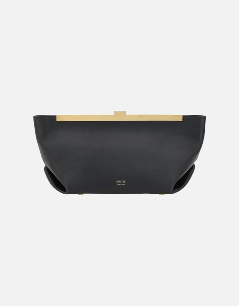 Aimee Leather Clutch Bag with Monogram Stud Women - Black