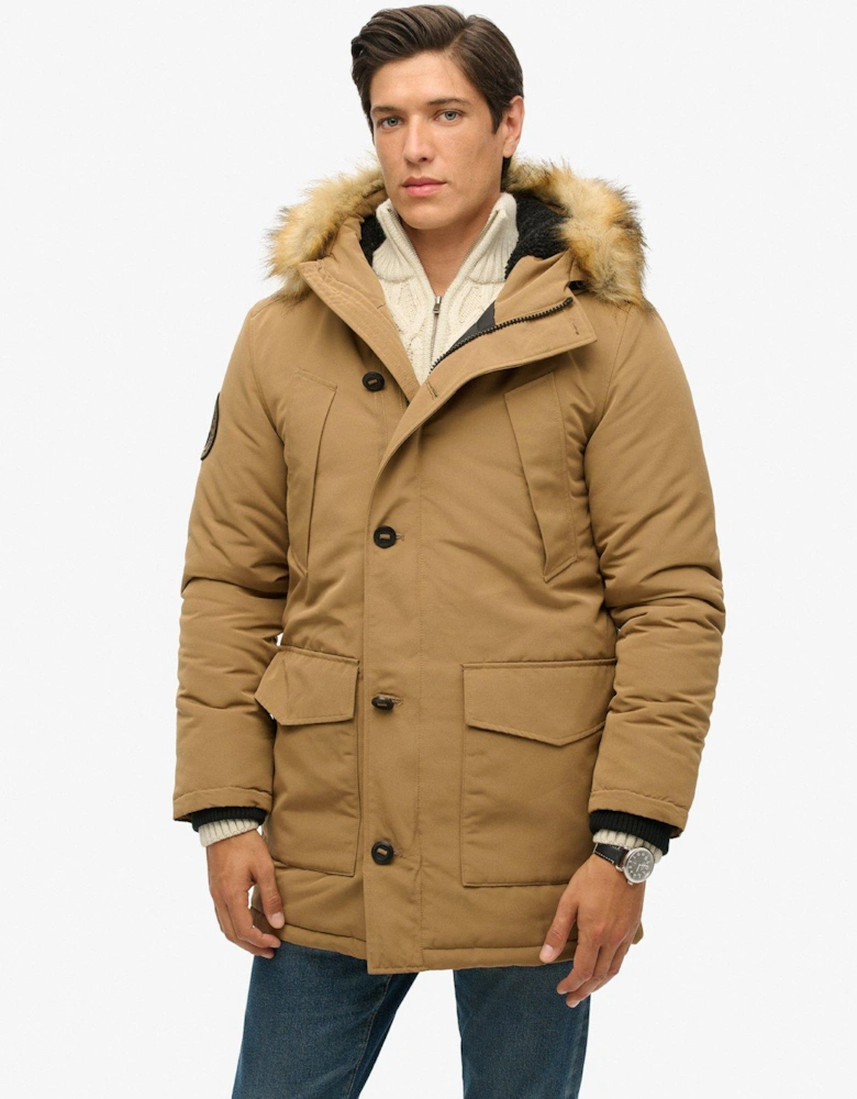 Everest Faux Fur Parka Jacket - Light Beige