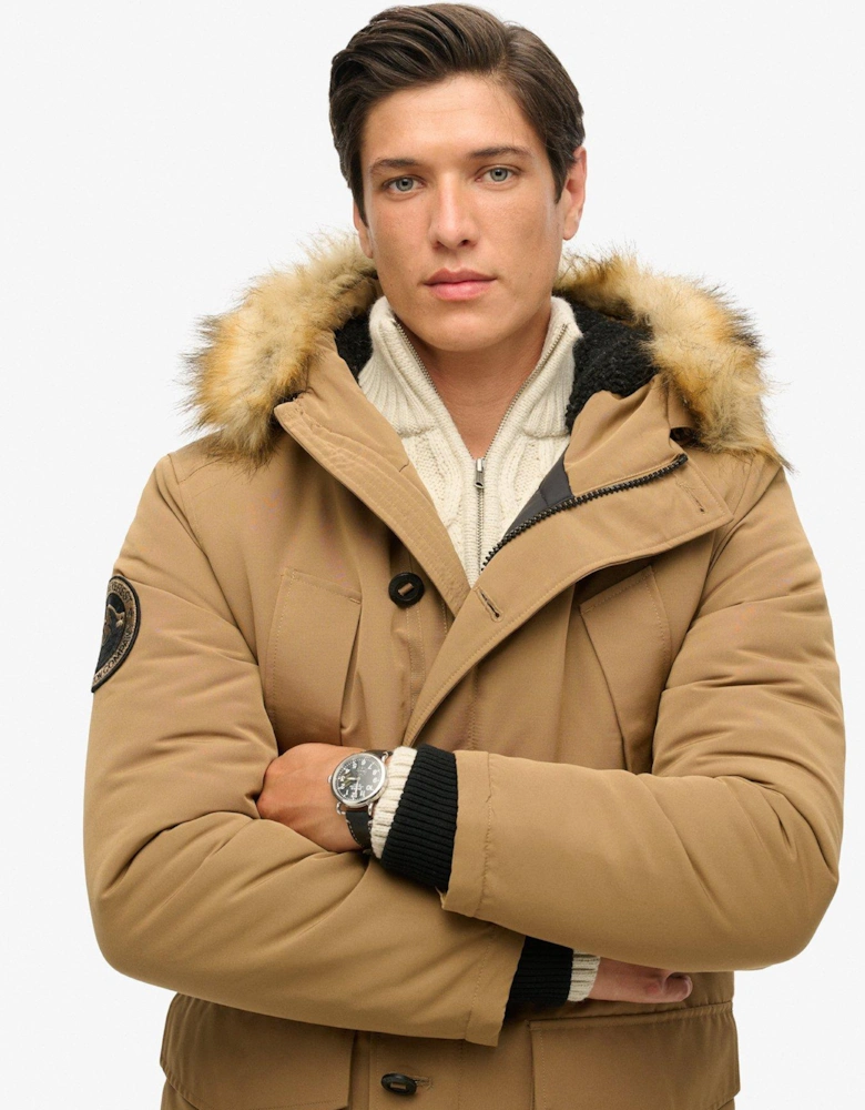 Everest Faux Fur Parka Jacket - Light Beige