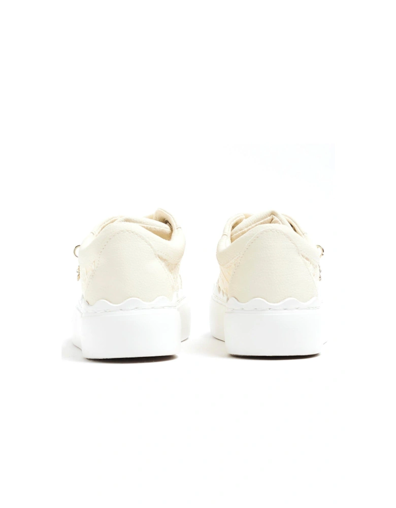 Girls Lace Trainers - Cream