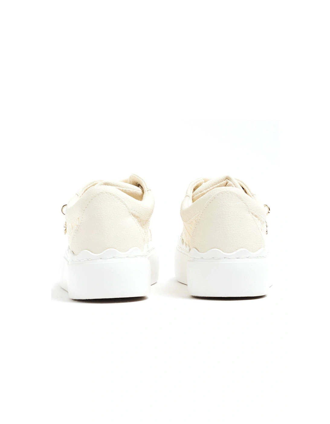 Girls Lace Trainers - Cream