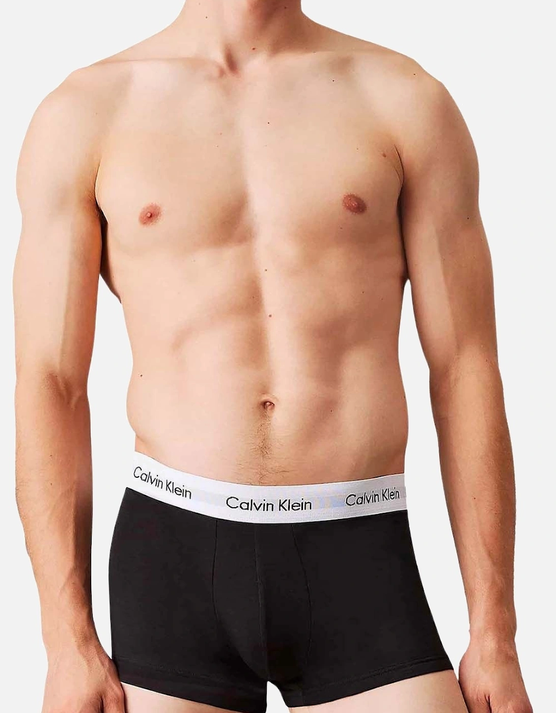 3-Pack Icon Cotton Stretch Low-Rise Boxer Trunks, Black/white