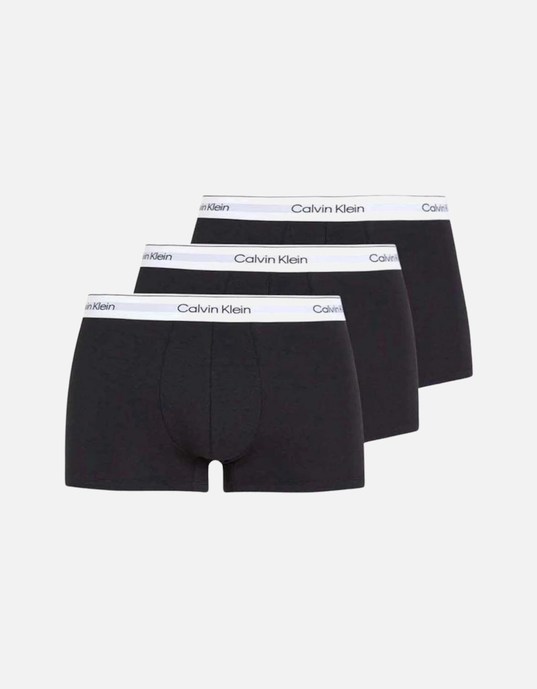 3-Pack Icon Cotton Stretch Low-Rise Boxer Trunks, Black/white