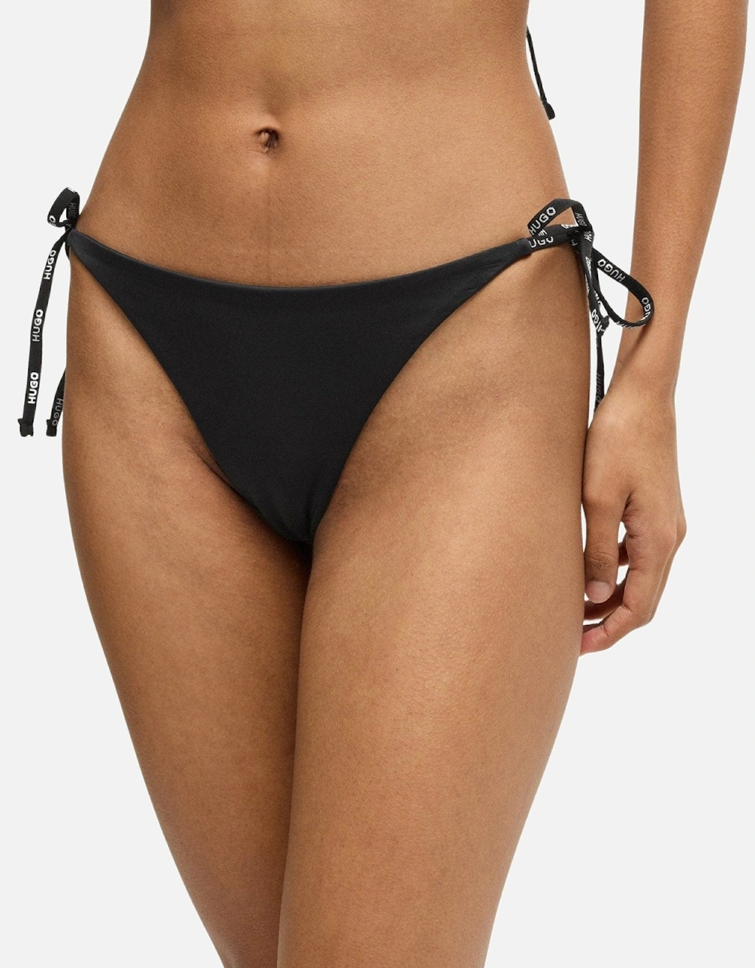 Logo Tie Pure Bikini Bottoms, Black