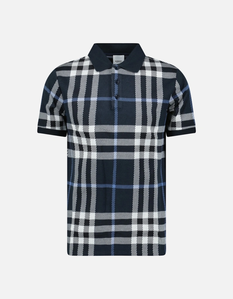 'Ferry' Check Cotton Polo Navy