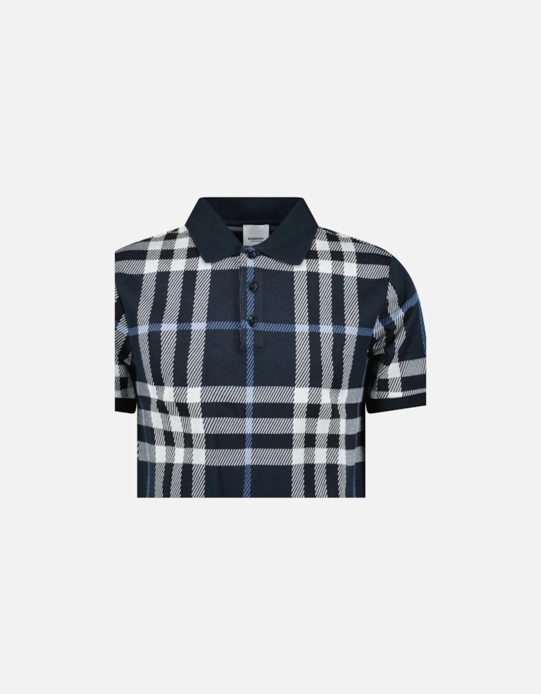 'Ferry' Check Cotton Polo Navy