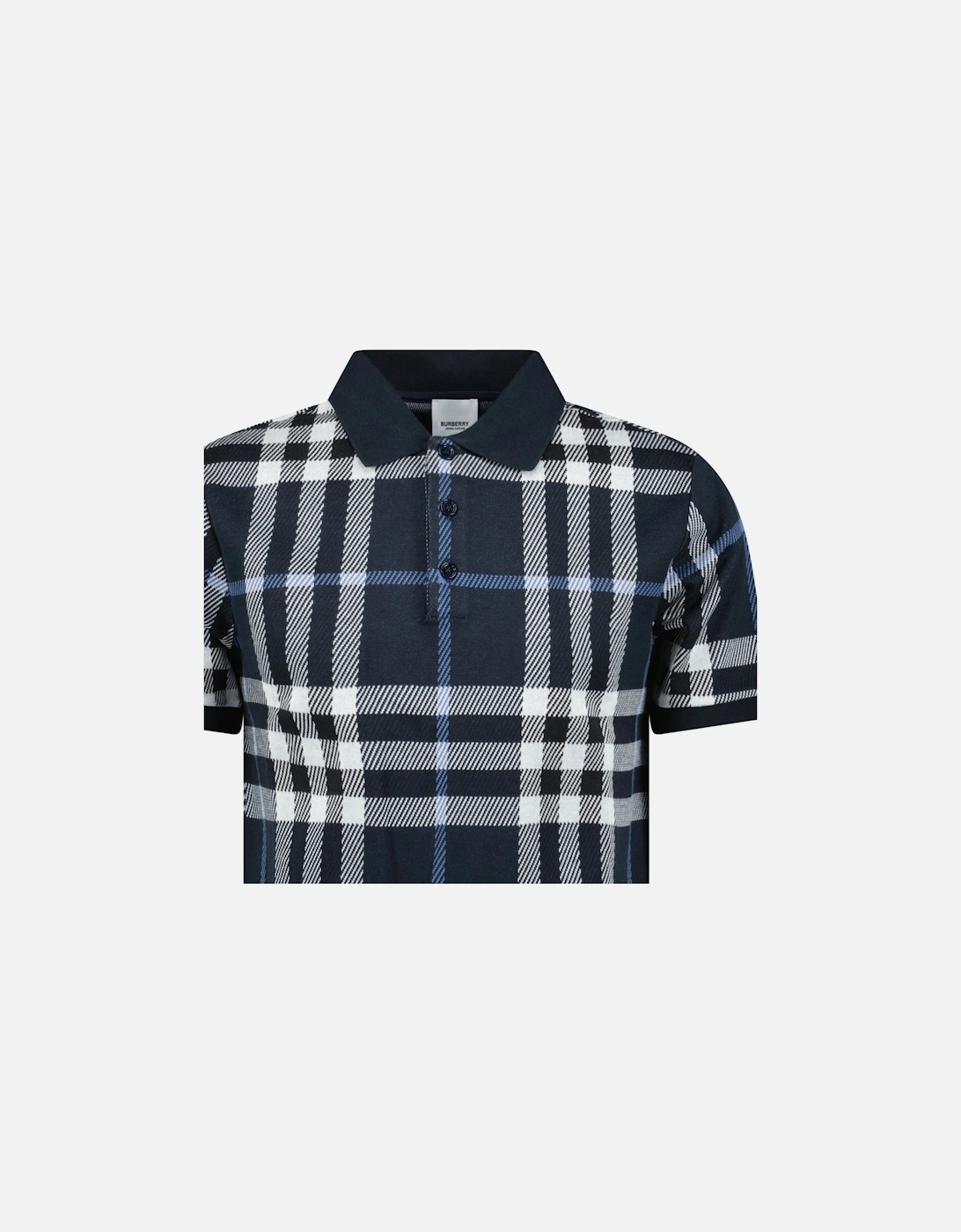 'Ferry' Check Cotton Polo Navy