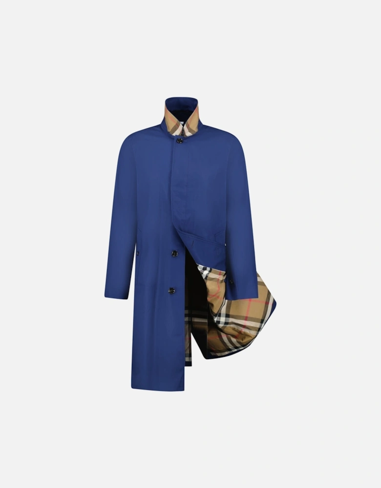 'Pennan' Button Up Long Trench Jacket Navy