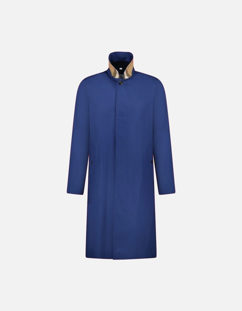 'Pennan' Button Up Long Trench Jacket Navy