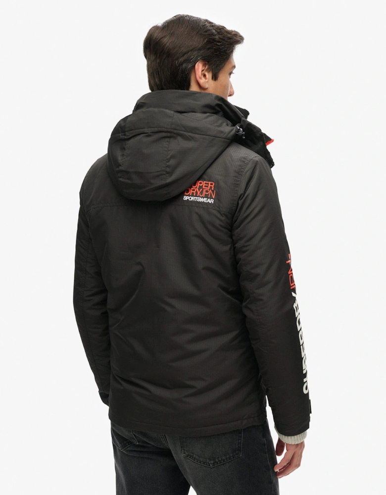 Hooded Yachter Windbreaker Jacket - Black