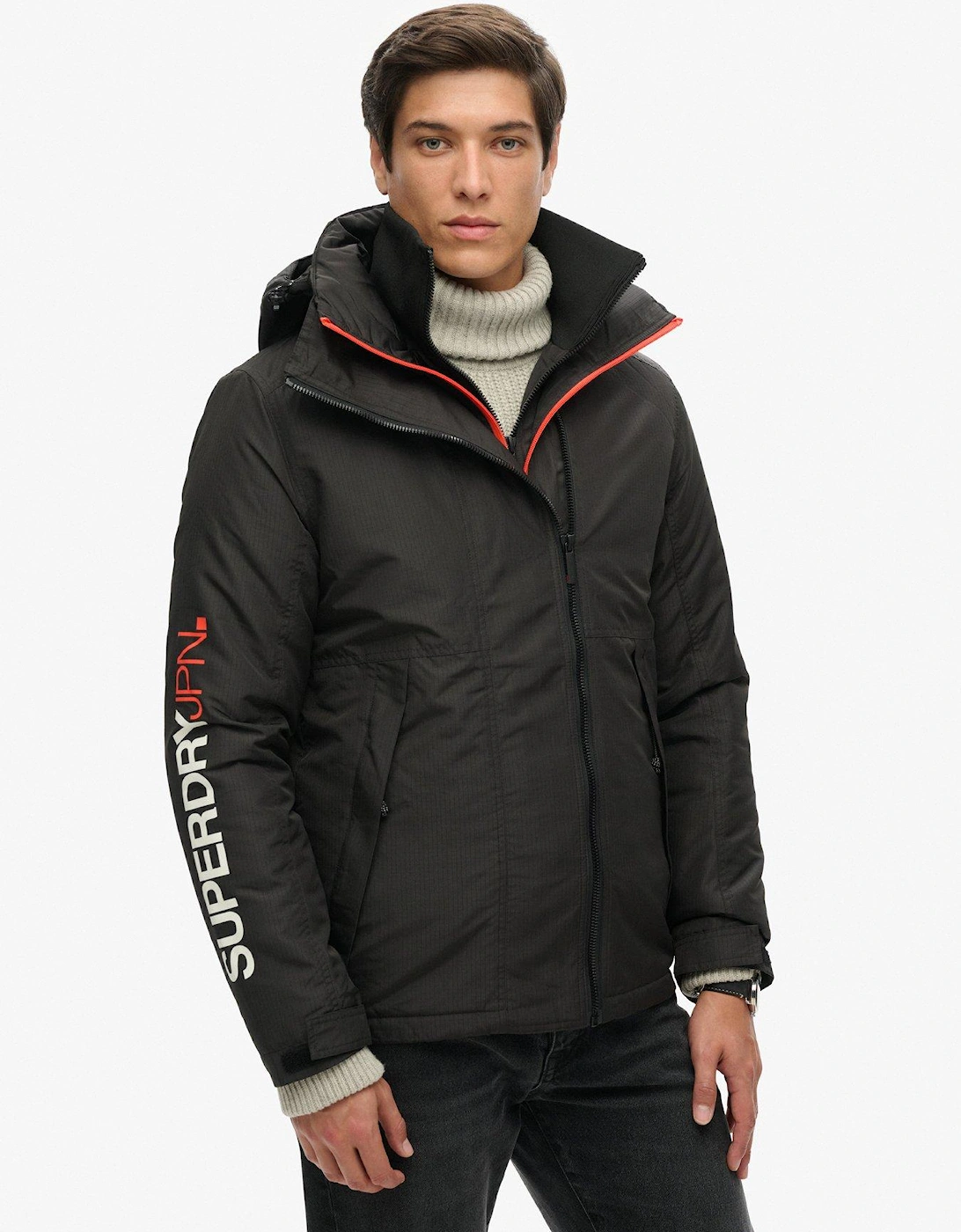 Hooded Yachter Windbreaker Jacket - Black