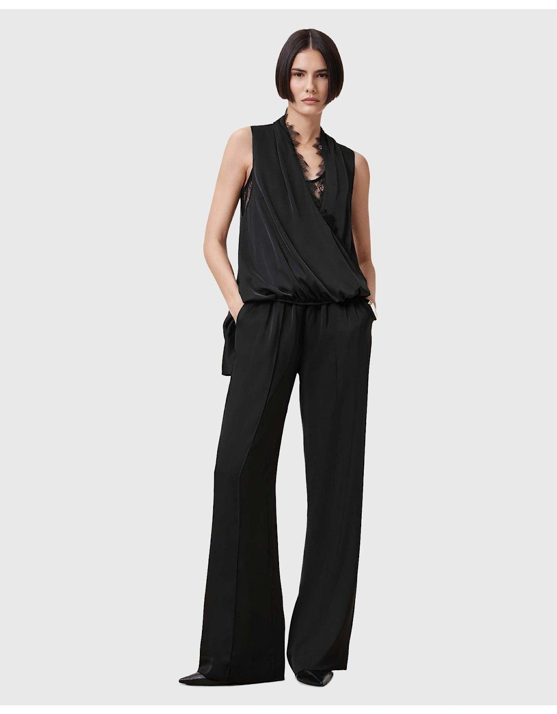 Alba Satin Trouser - Black