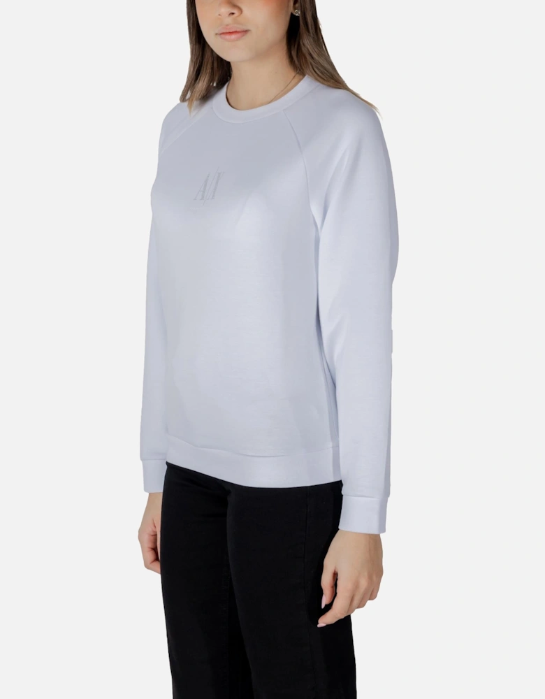 Plain Round Neck Long Sleeve Sweatshirt Women - White Sweatshirts