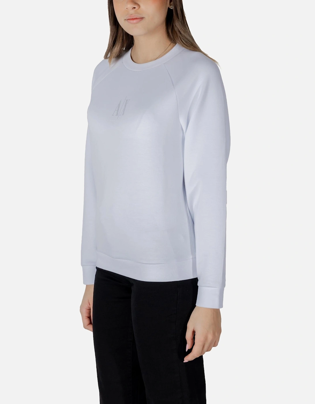 Plain Round Neck Long Sleeve Sweatshirt Women - White Sweatshirts
