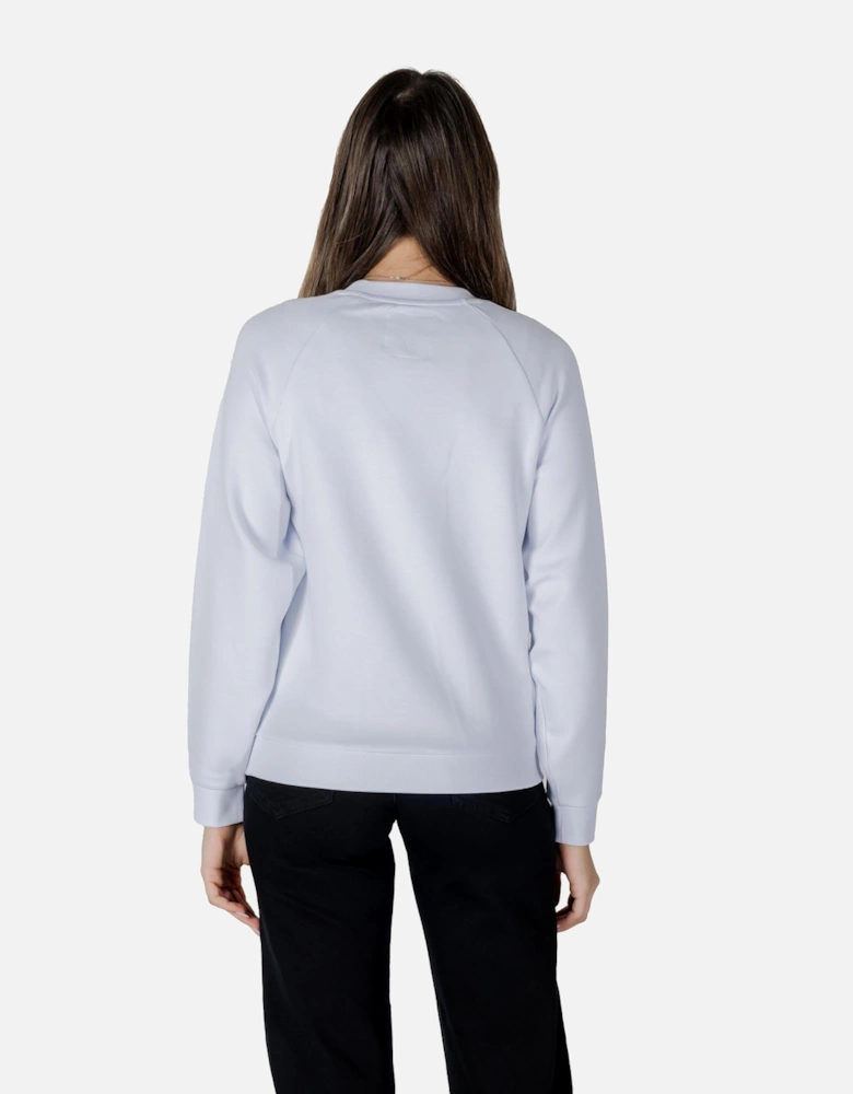 Plain Round Neck Long Sleeve Sweatshirt Women - White Sweatshirts