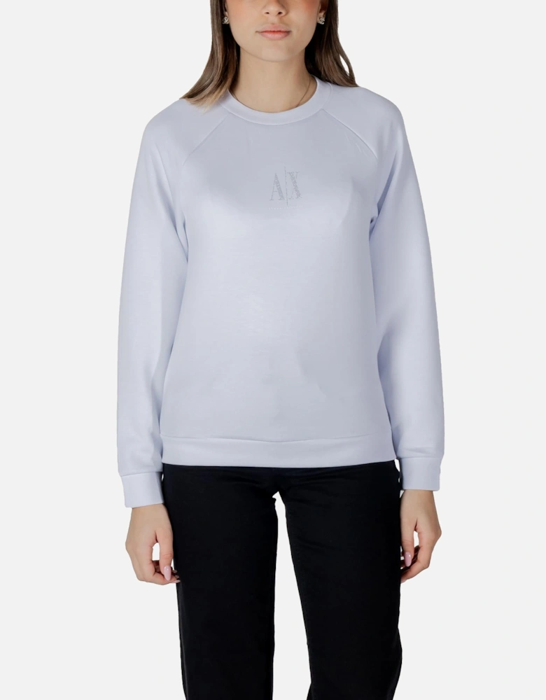 Plain Round Neck Long Sleeve Sweatshirt Women - White Sweatshirts