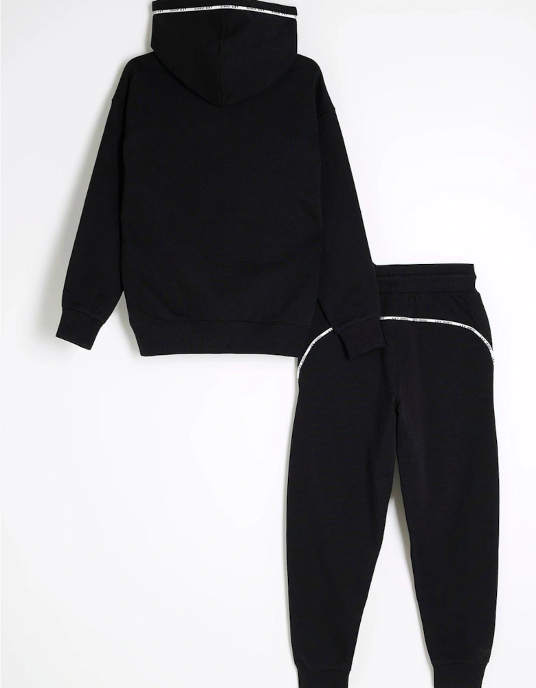 Boys Piped Tracksuit Set - Black