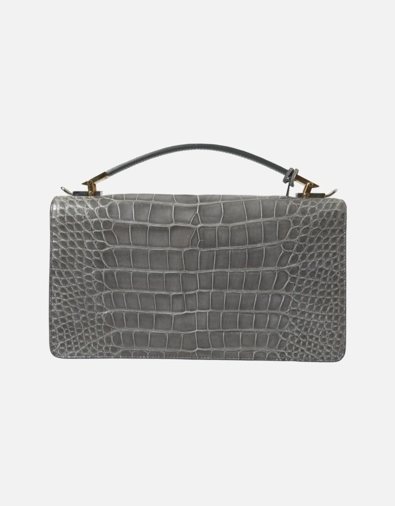 Alligator Leather Medium Shoulder Bag Women - Gray