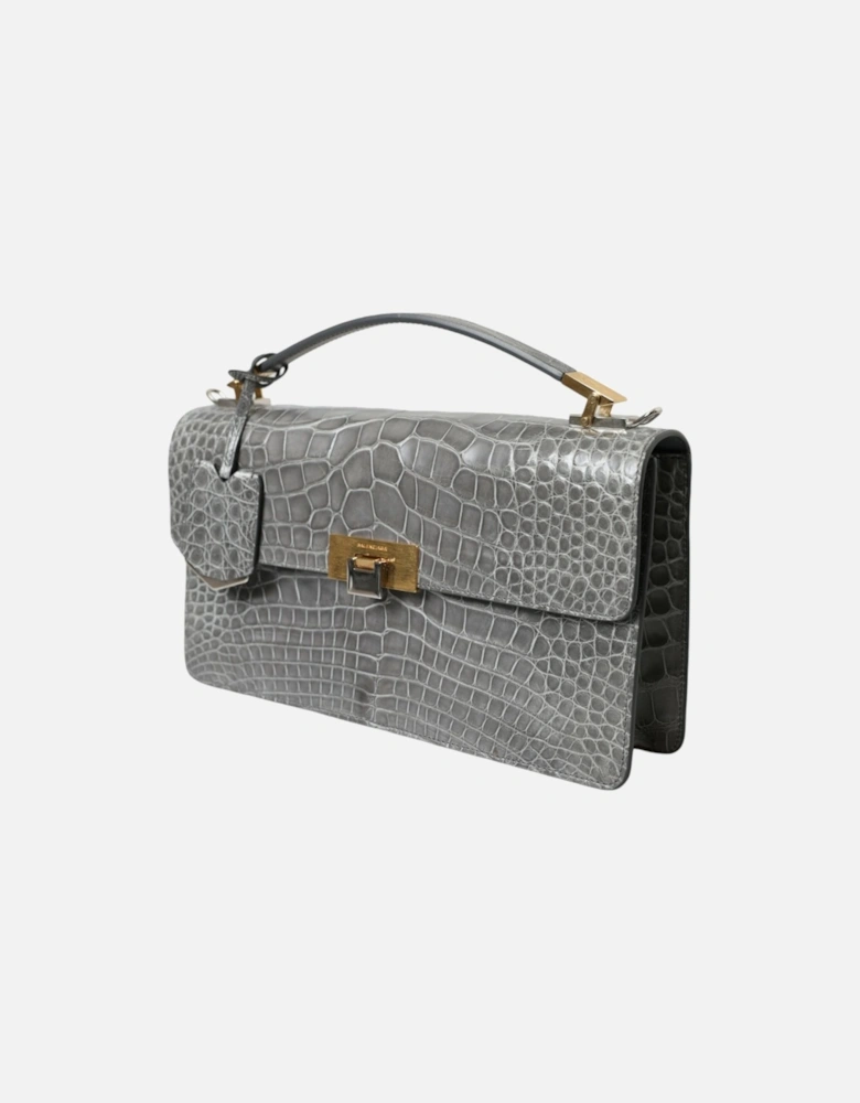 Alligator Leather Medium Shoulder Bag Women - Gray