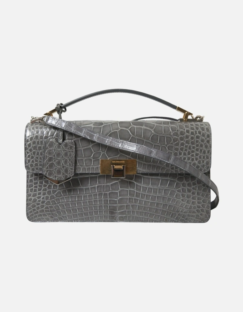 Alligator Leather Medium Shoulder Bag Women - Gray