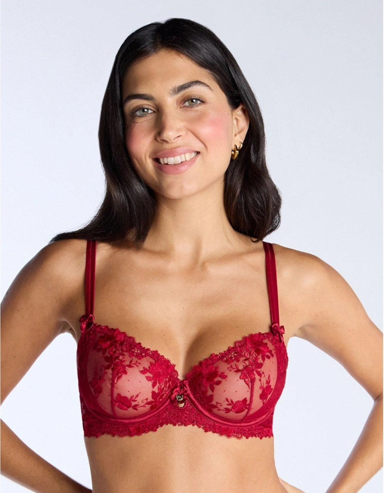 Romanza Balconette Bra - Dark Red