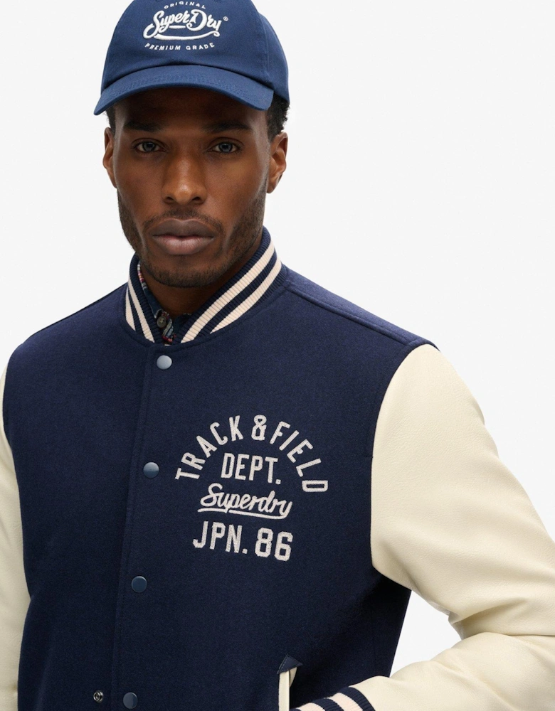 Varsity Chain Stitch Jacket - Navy