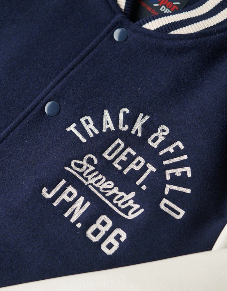 Varsity Chain Stitch Jacket - Navy