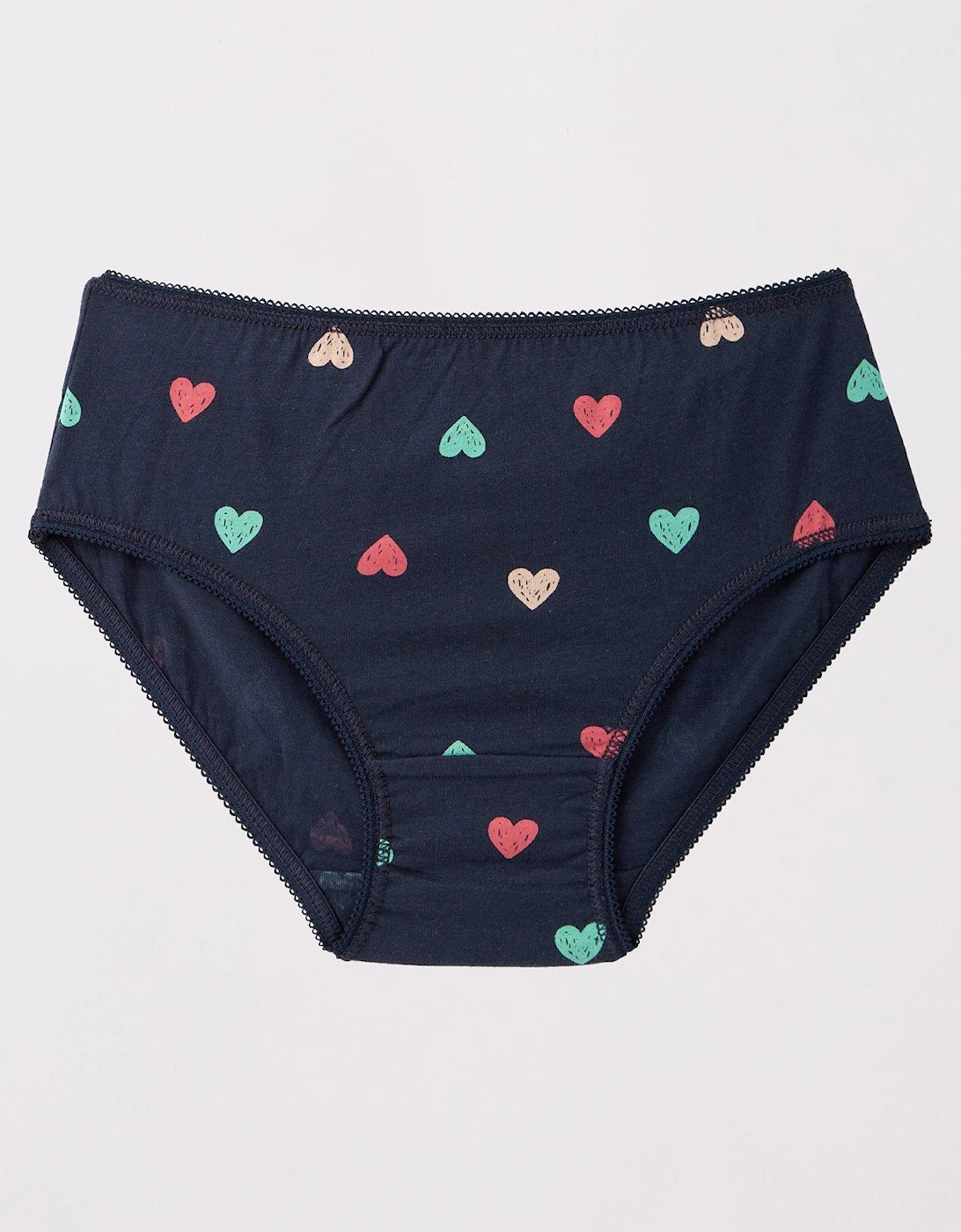 Girls 7 Pack Heart/Plain Briefs - Multi