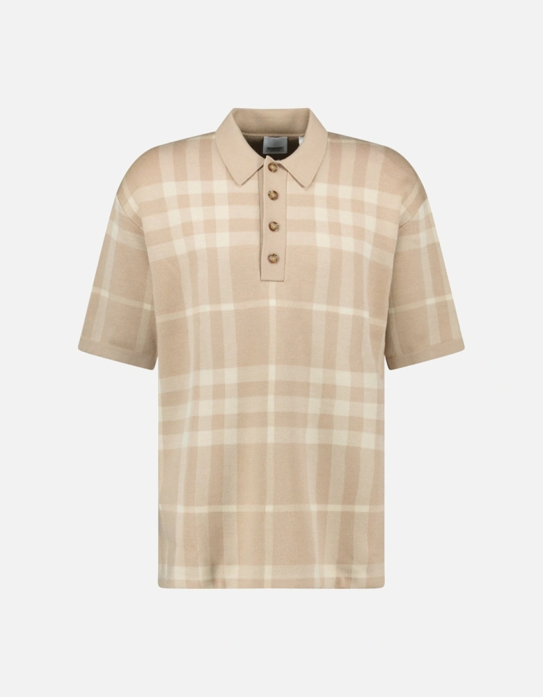 'Wellman' Check Wool Polo Soft Fawn