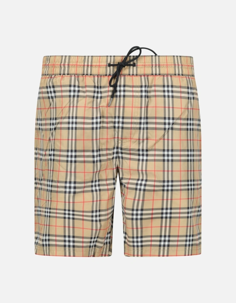 'Guildes' Vintage Check Swim Shorts in Archive Beige