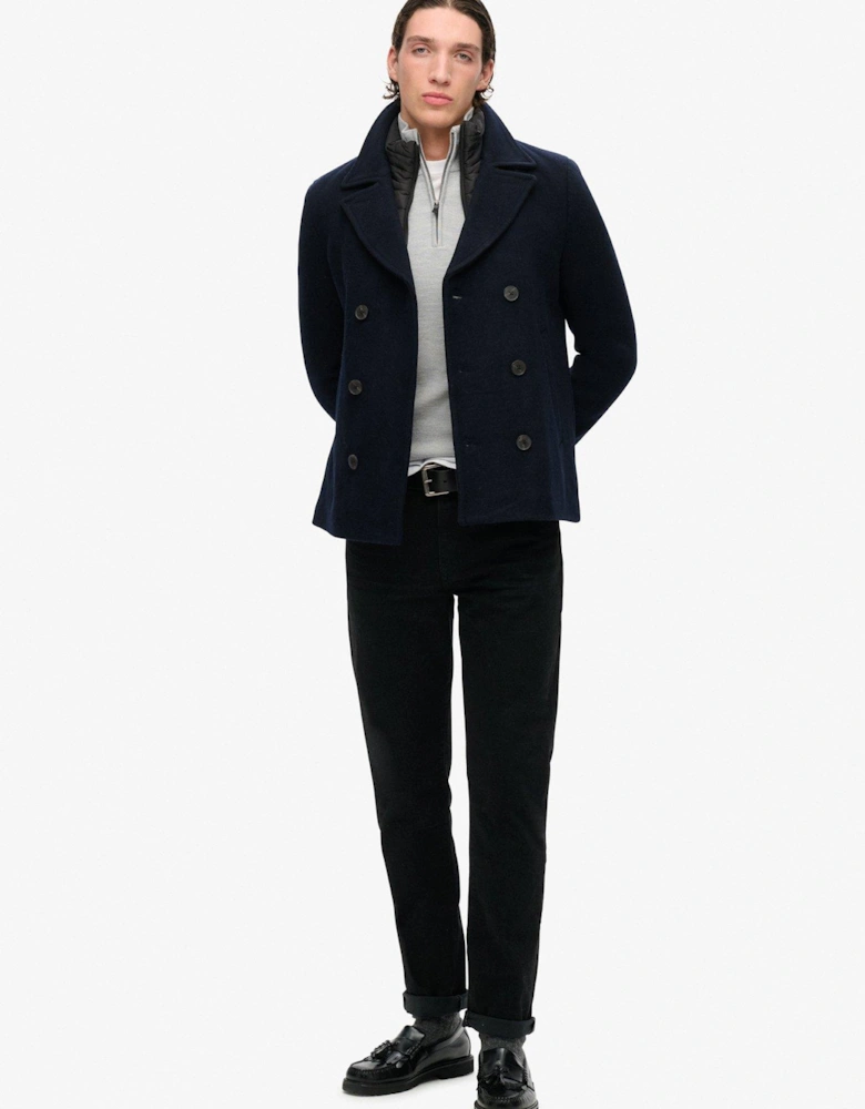 Studios 2 In 1 Wool Pea Coat Jacket - Navy