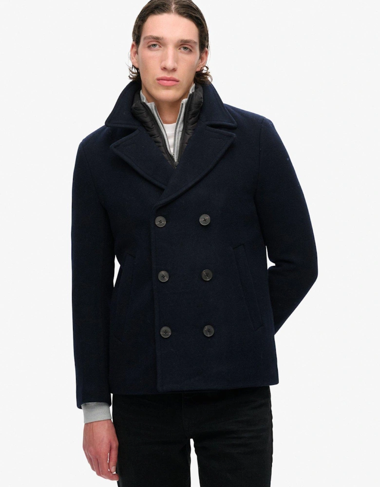 Studios 2 In 1 Wool Pea Coat Jacket - Navy