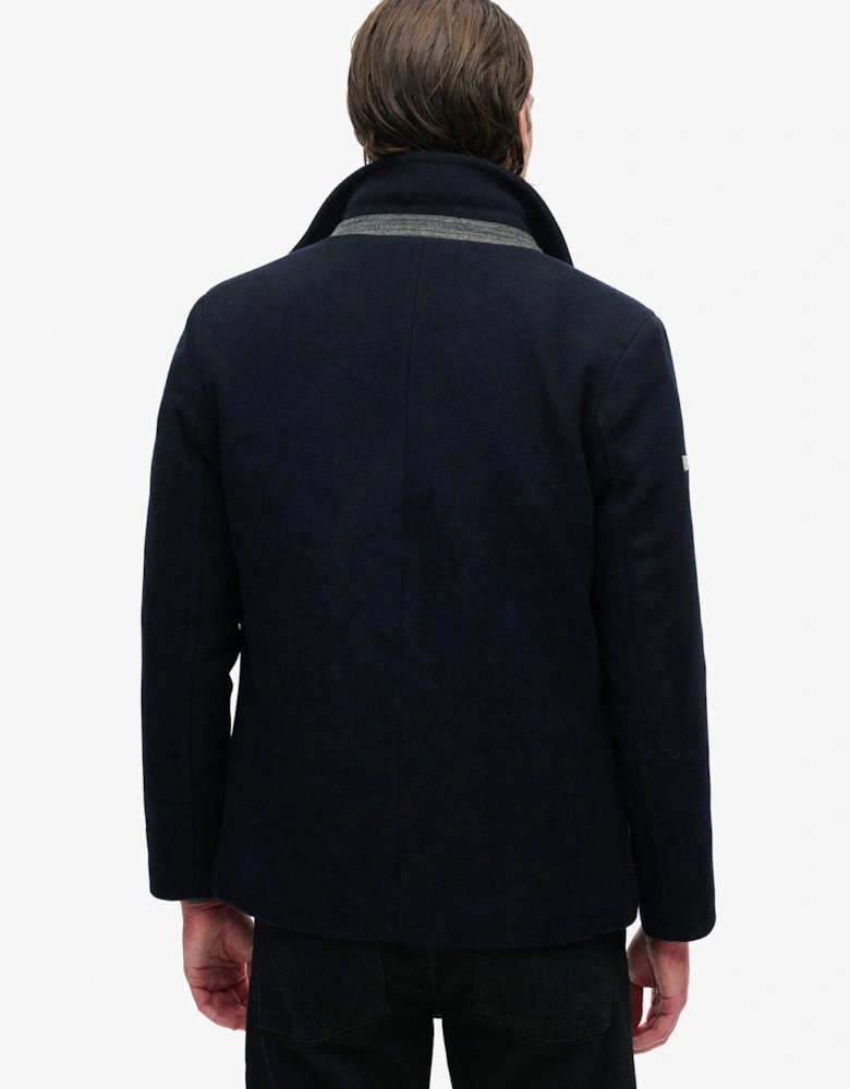 Studios 2 In 1 Wool Pea Coat Jacket - Navy