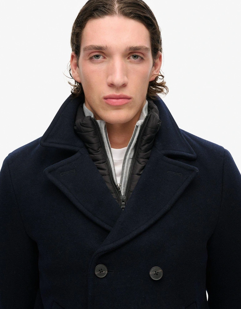 Studios 2 In 1 Wool Pea Coat Jacket - Navy